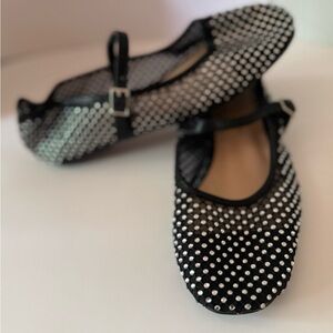 Sincerly Jules Glitzy Black Rhinestone Mary Jane Flats Women’s 8
